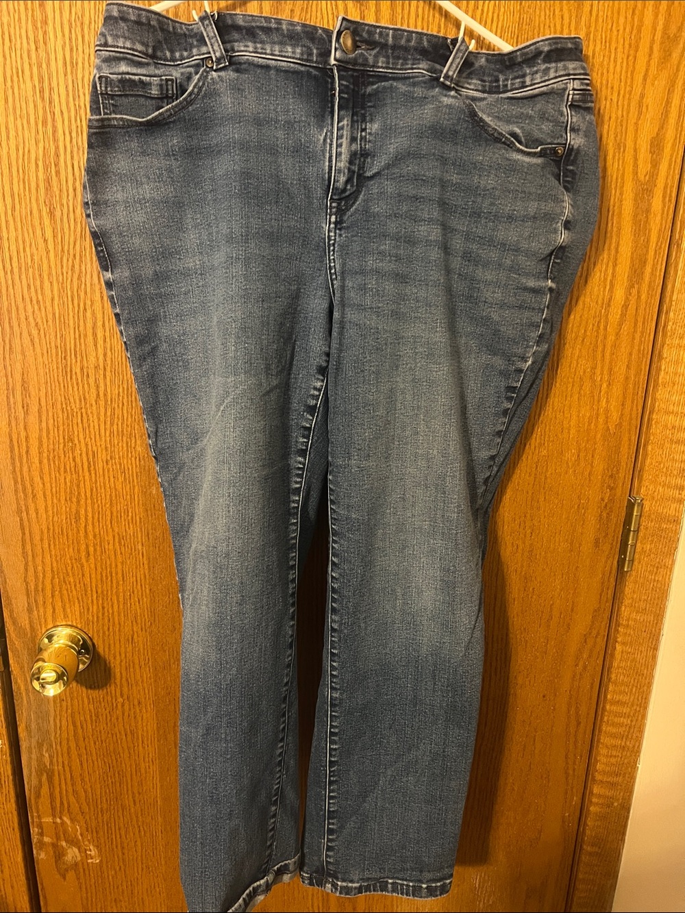 Lane Bryant Women's mid-rise signature fit Straight Jeans in Medium Blue Wash